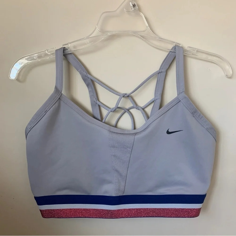 Nike Dri Fit Gray Stripe Sports Bra size L